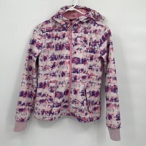 Snozu Girl's Printed Stretch Long Sleeve Full Zip Hooded Jacket Pink L 14/16